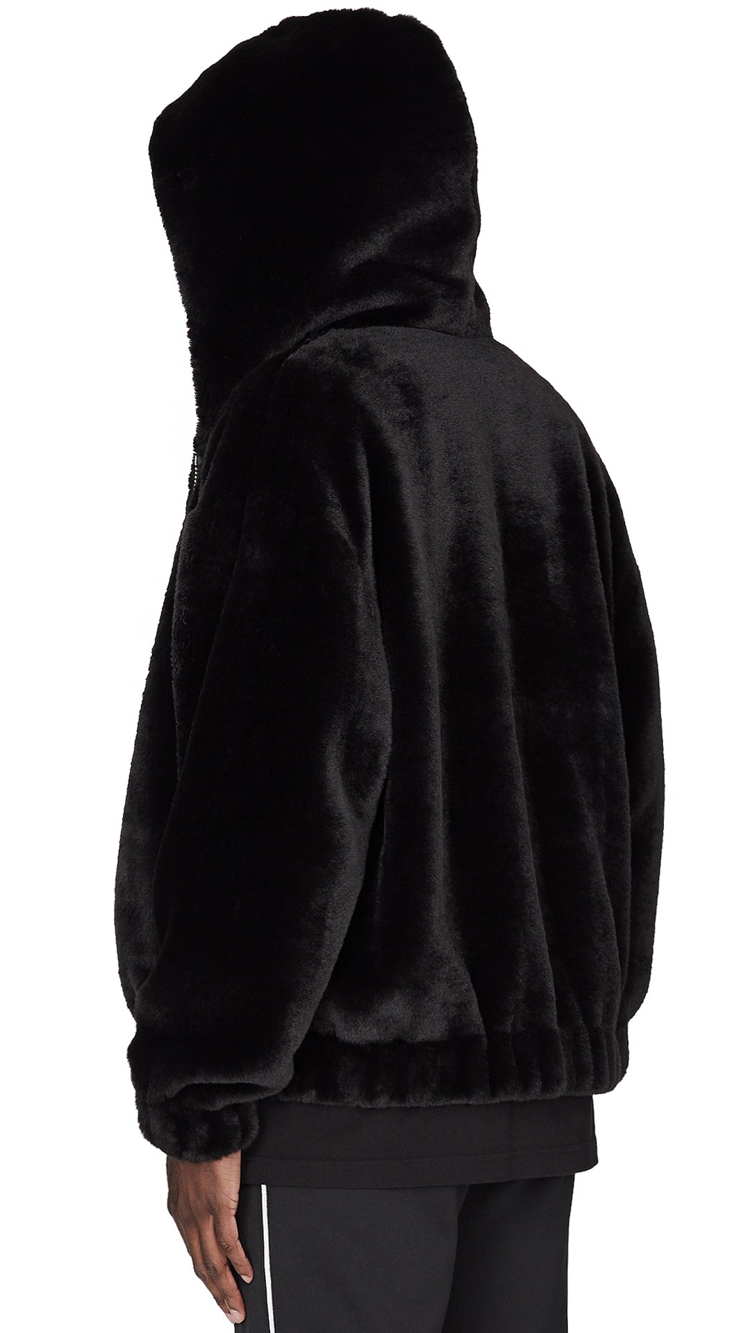 black fur zip up hoodie