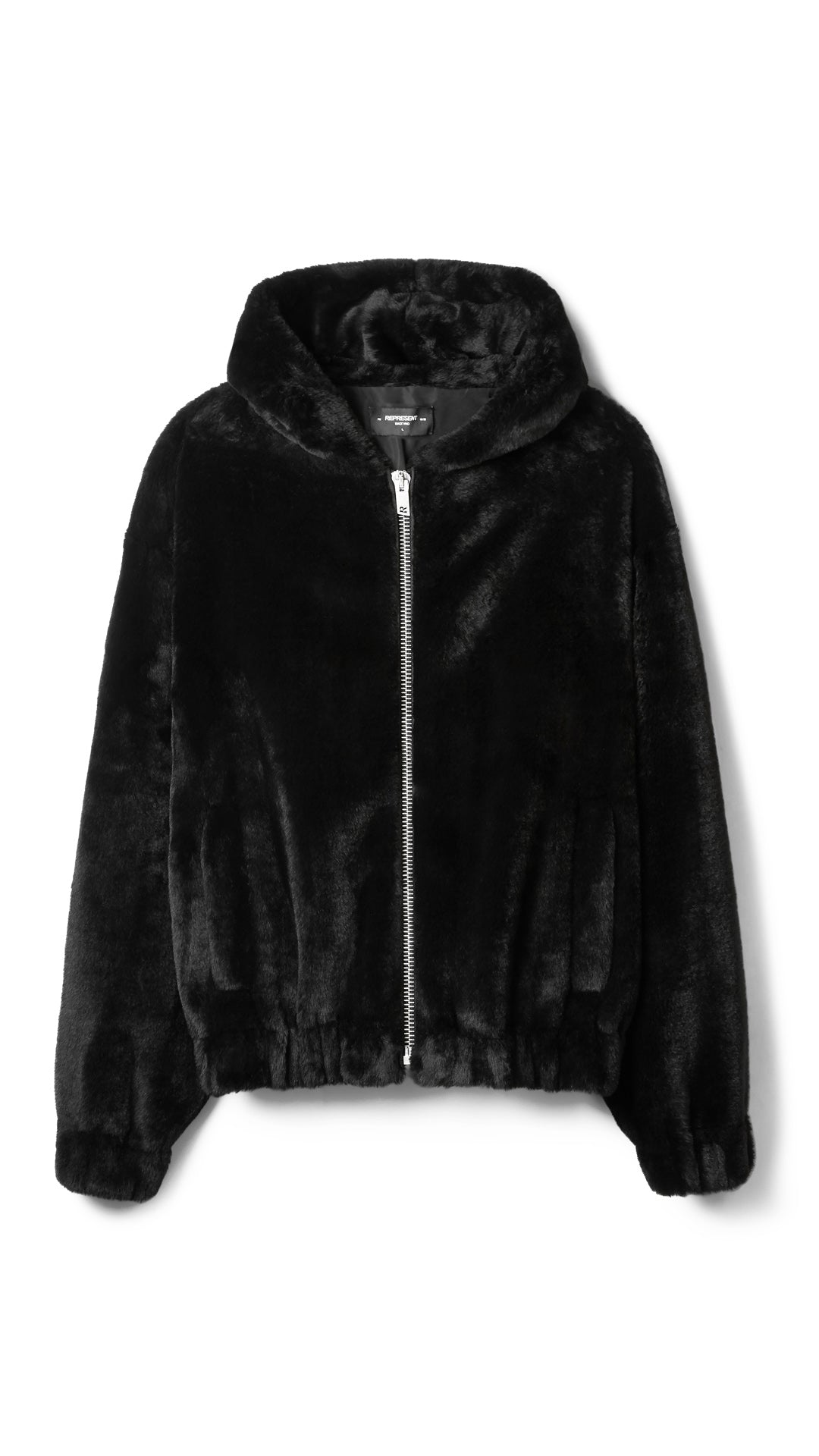 black fur zip up hoodie