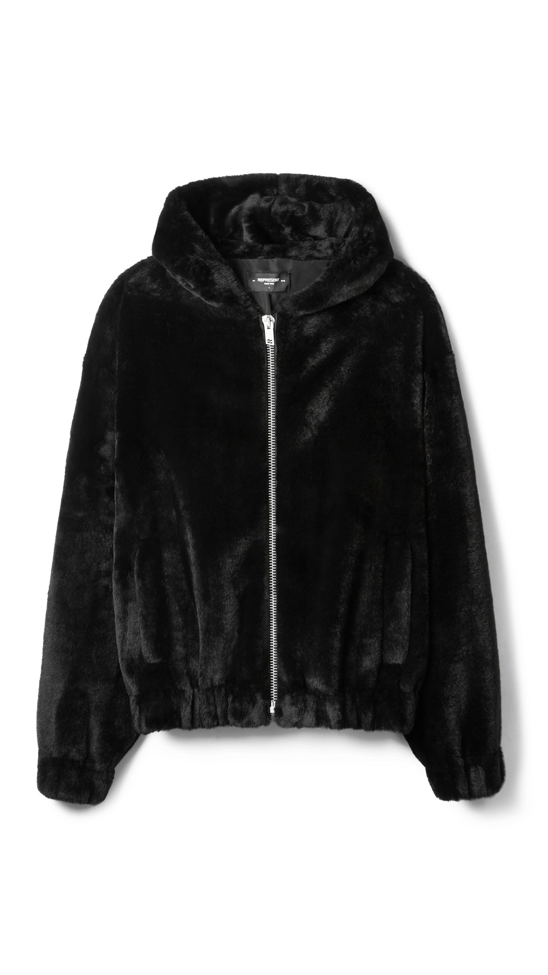 black fur hoodie