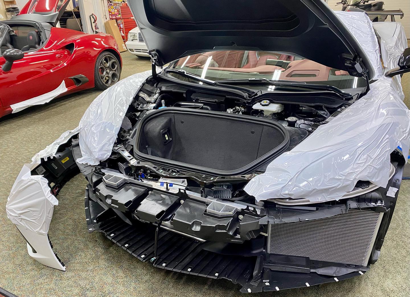 Chevrolet Corvette C8 Hidden Radar Detector Laser Jammer Radenso RC M installed by High Fidelity Autosport