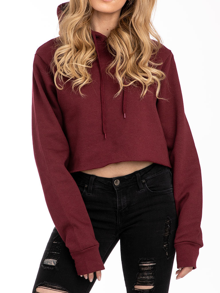 The Ladies Cropped Hoodie in Burgundy – betterqualityblanks