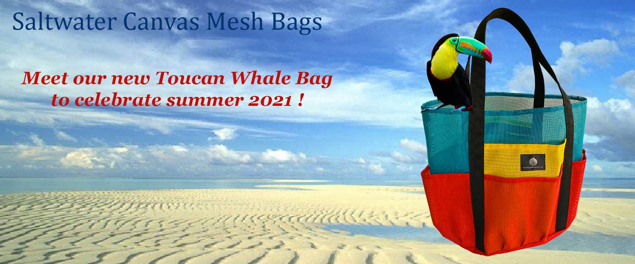 saltwater canvas mesh whale bag
