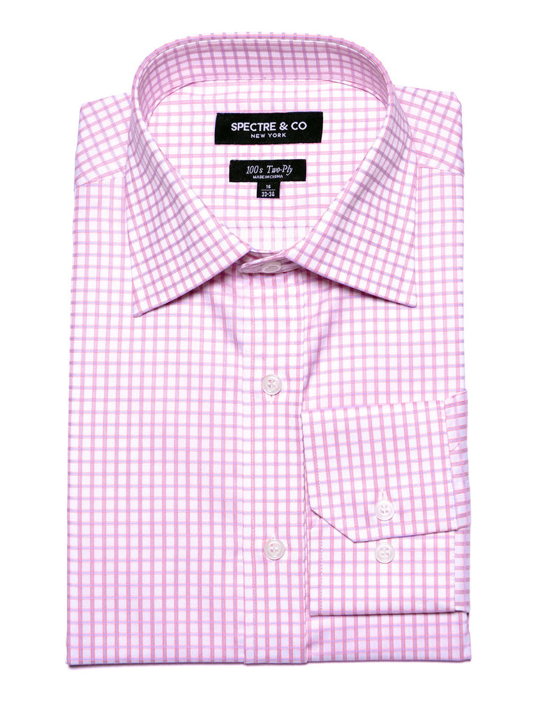 Men's Pattern Shirt | Slim Fit Pink Box Check Dress Shirt