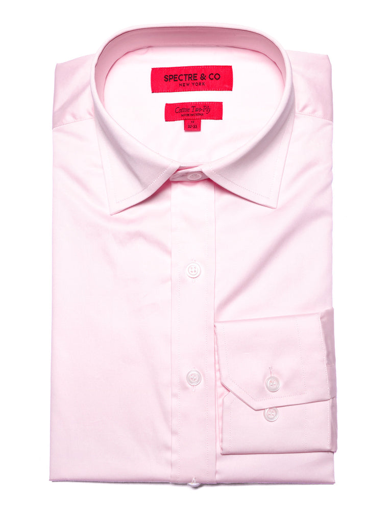 Men's Solid Shirts | Slim Fit Pink Semi-spread Dress Shirt