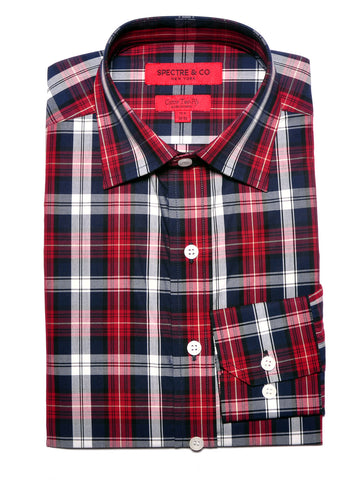 Pattern Shirts - Slim Fit Saunders Plaid Dress Shirt