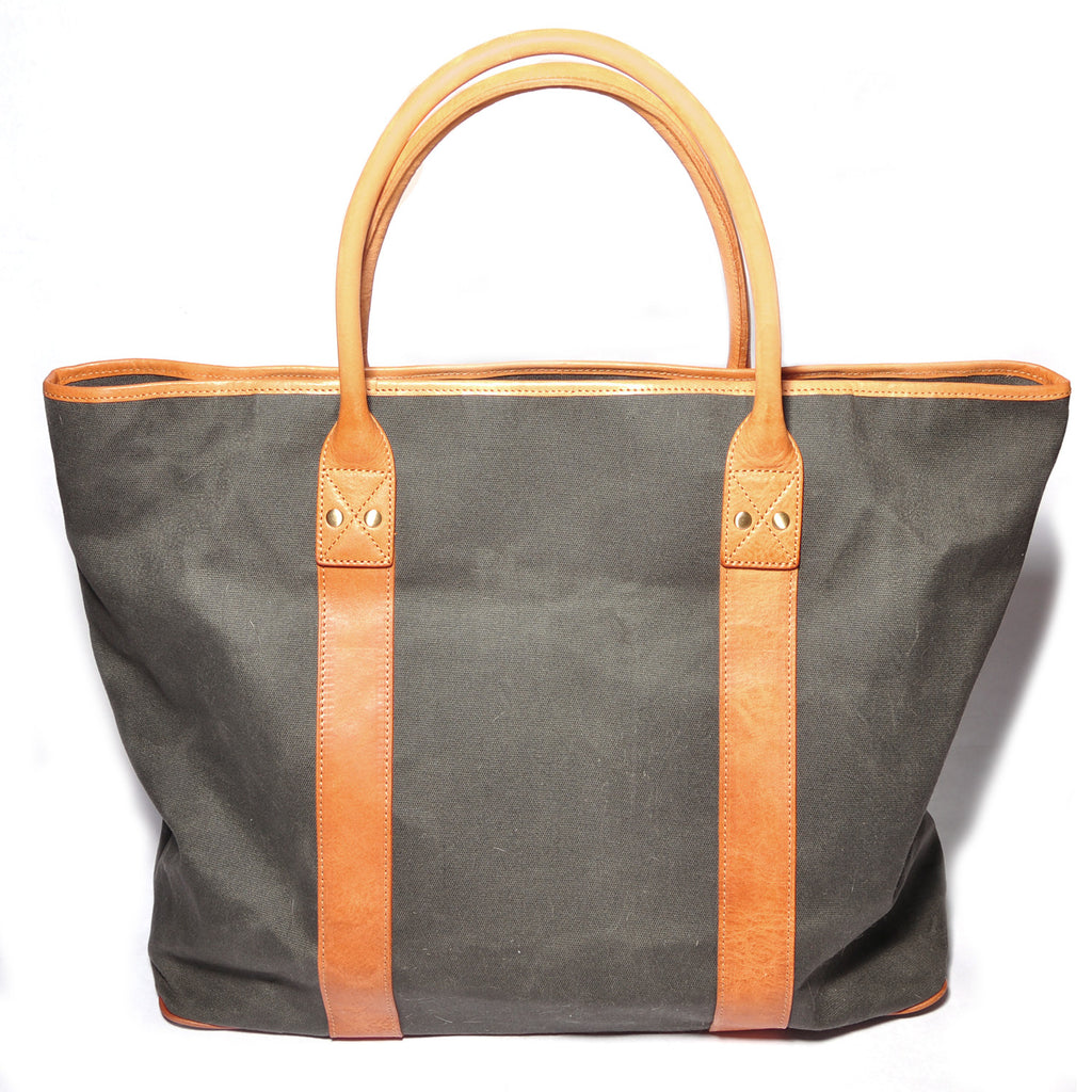 Raw Waxed Canvas Leather Tote Bag