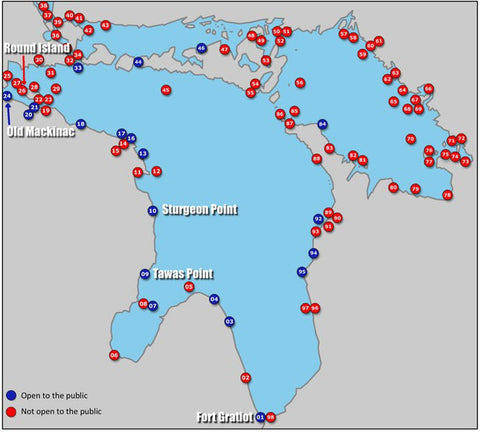 Lake Huron Lighthouses Map