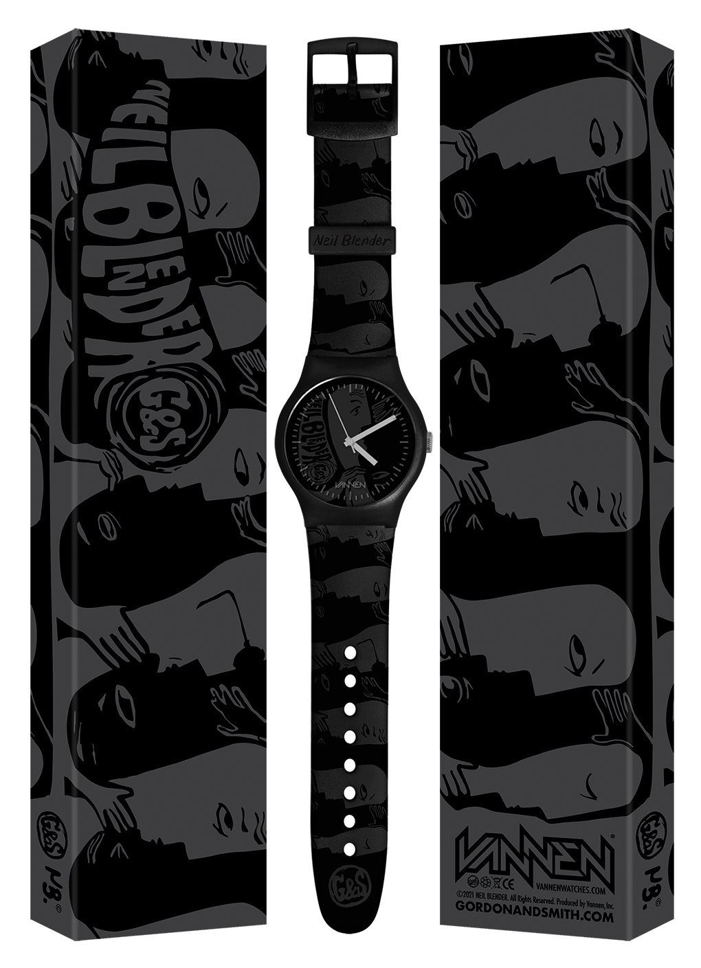 Limited edition Neil Blender “Faces” black variant Vannen watch