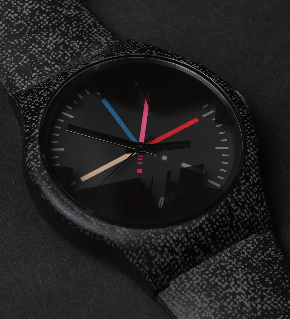 Close up of the Touche Amore x Vannen watch dial