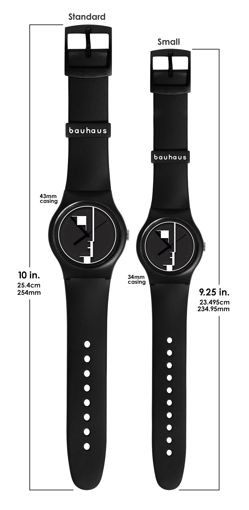 Size small Bauhaus x Vannen watch comparison chart
