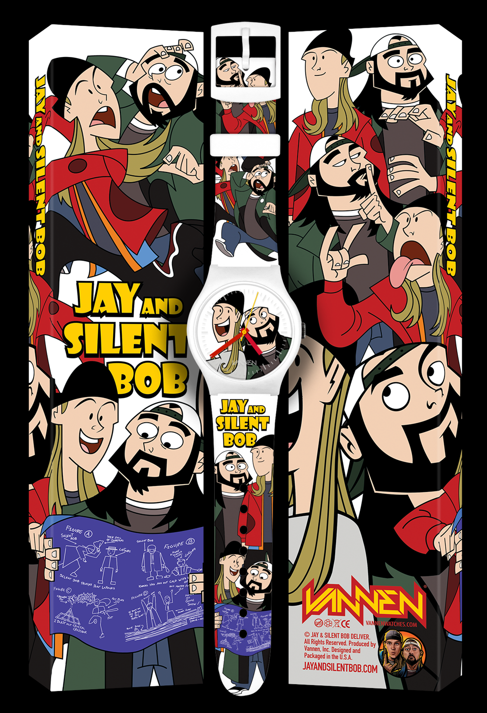 Jay and Silent Bob x Vannen watch and packaging