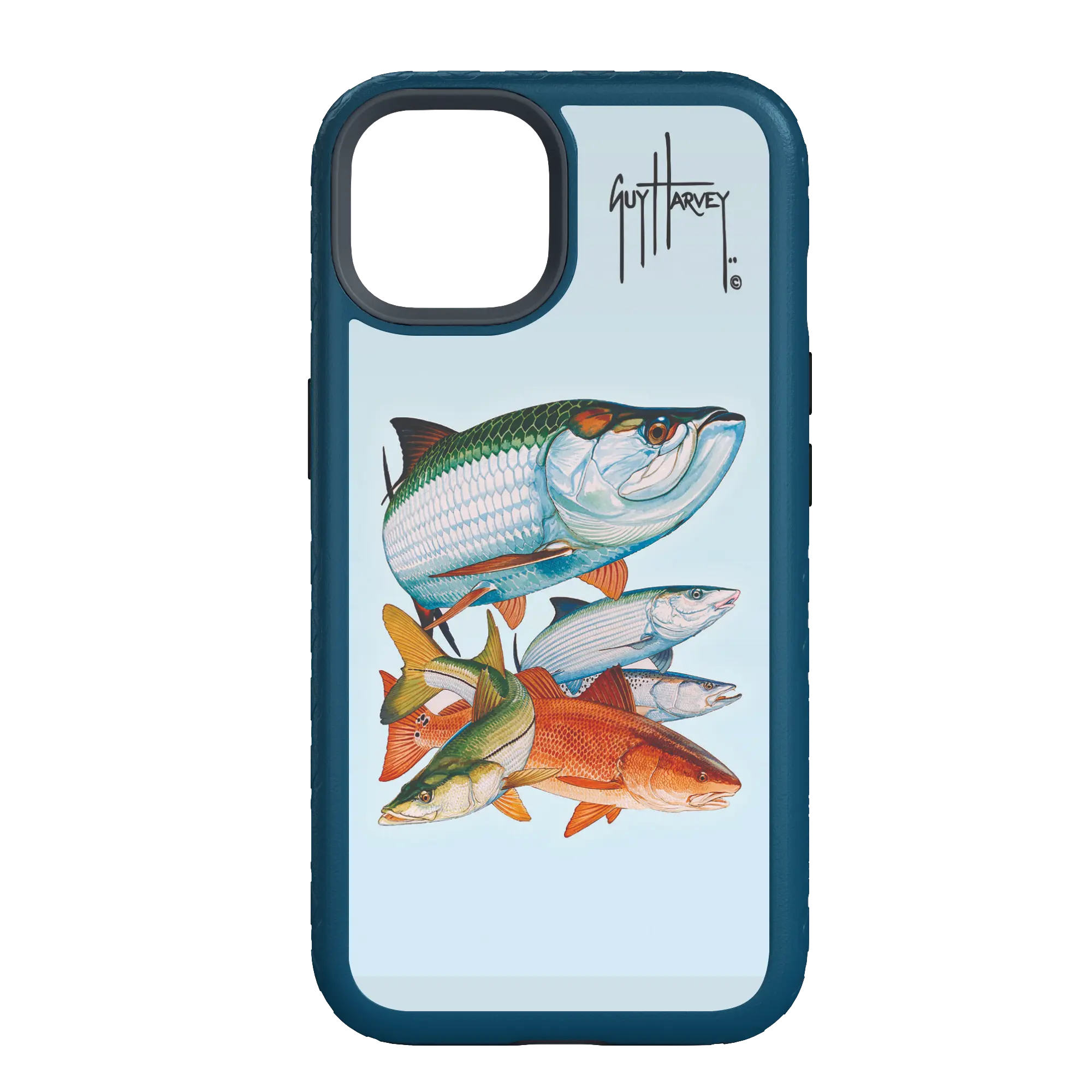 Guy Harvey Fortitude Series for Apple iPhone 14 Pro - Inshore Collage - Custom Case - DeepSeaBlue - cellhelmet