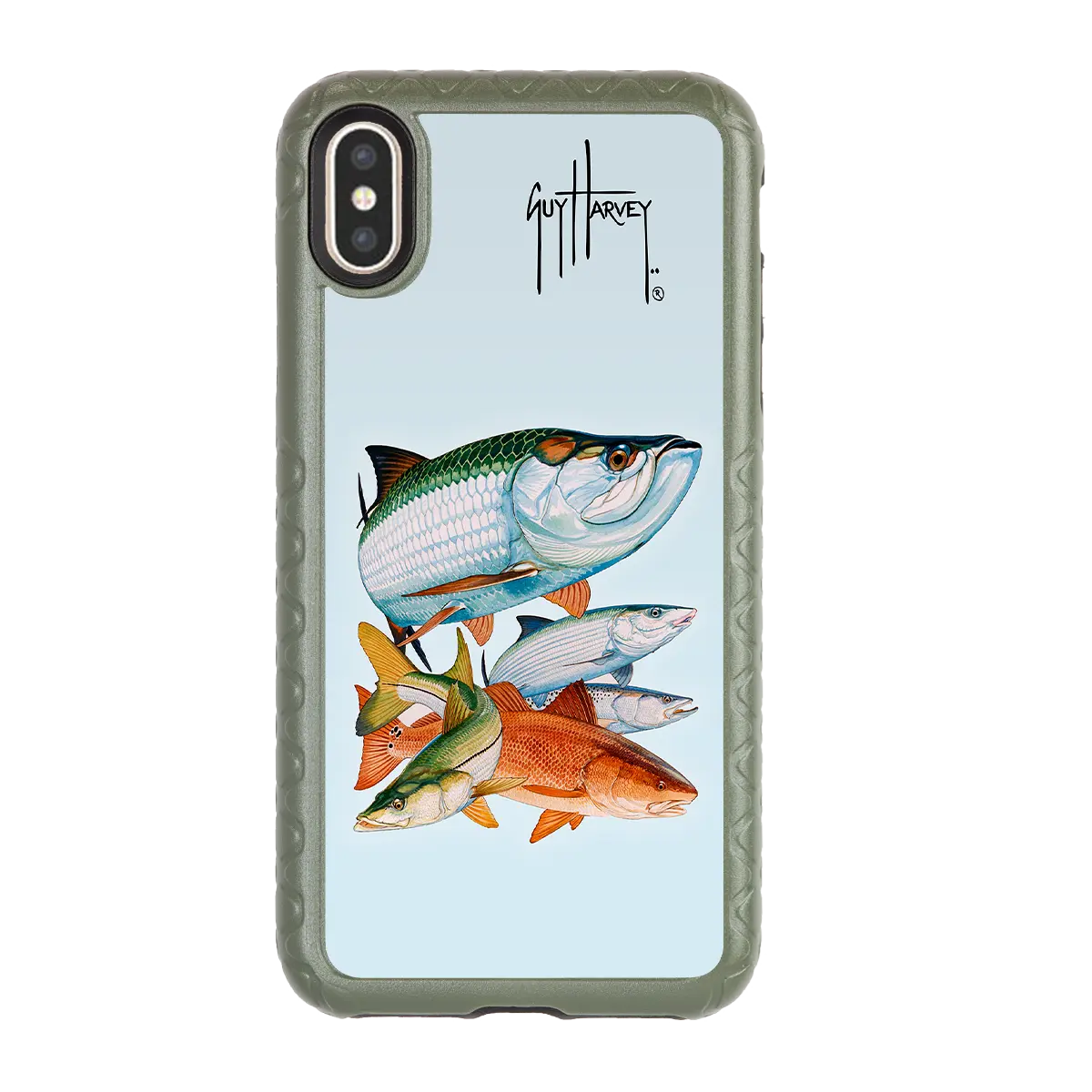 Guy Harvey Fortitude Series for Apple iPhone Xs/x - Inshore Collage | cellhelmet Olive Drab Green