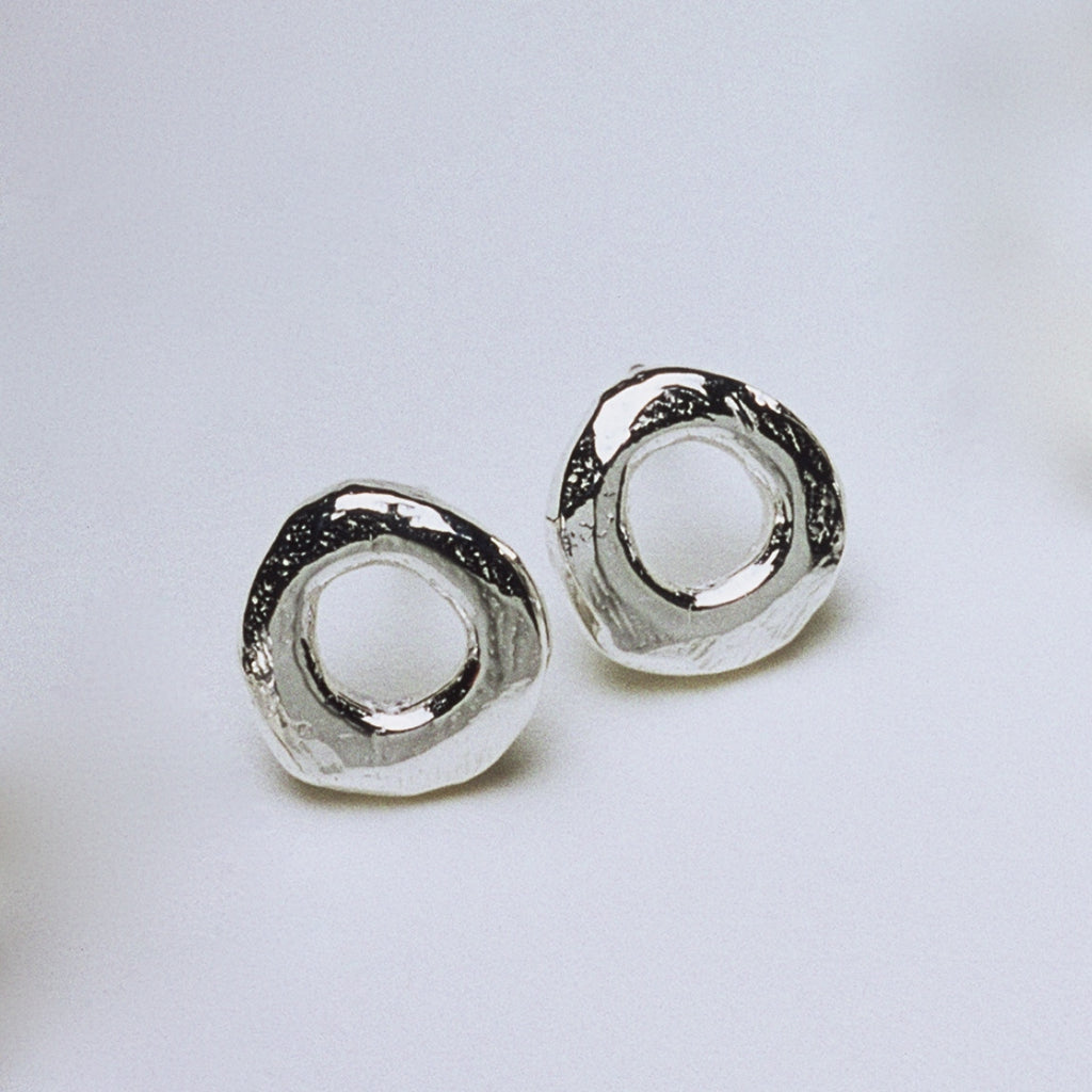 Small O Silver Circle Stud Earrings