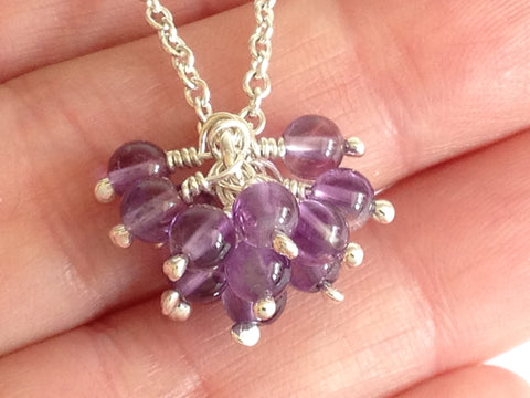 Amethyst Cluster Sterling Silver Necklace by Fiona DeMarco