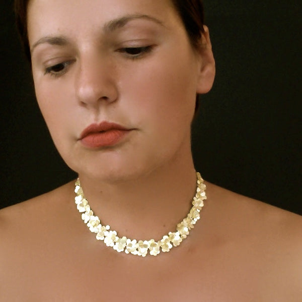 Symphony Precious Necklace, 18ct yellow gold satin by Fiona DeMarco