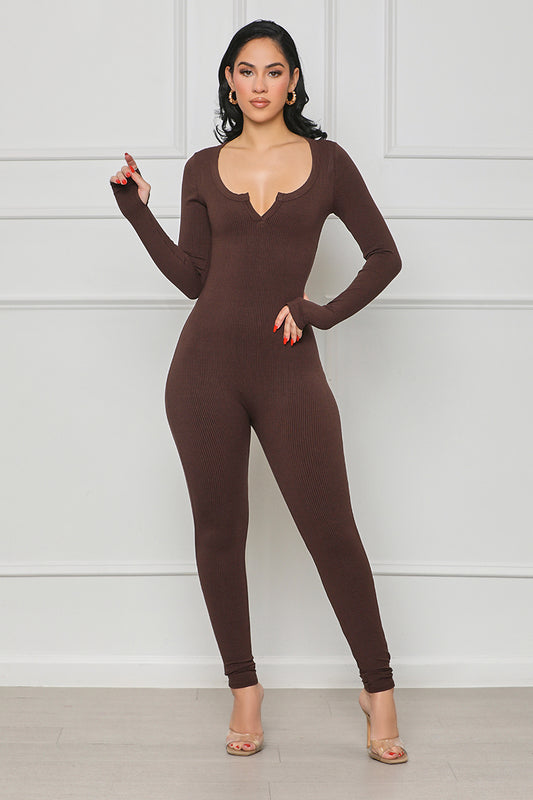 Seamless Ribbed Cut-Out Jumpsuit (Black)- FINAL SALE – Lilly's Kloset