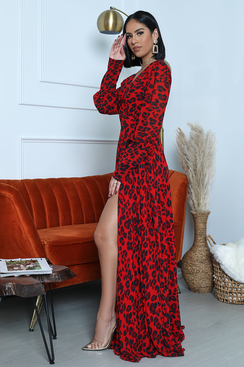 red leopard maxi dress