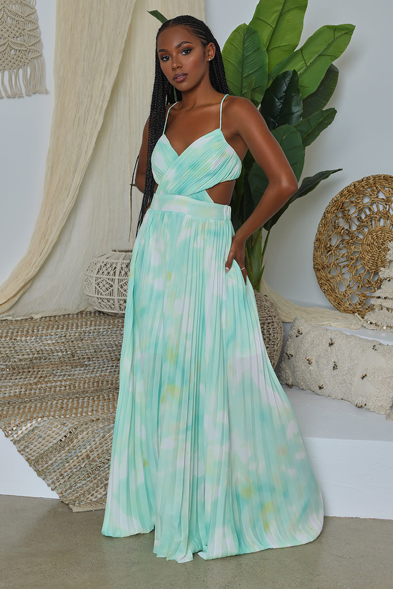 mint color maxi dress