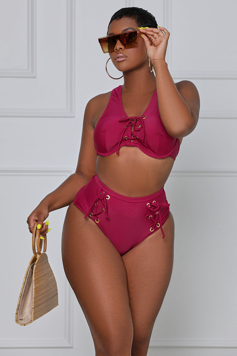 Heat High Waisted Two Piece Swimsuit-FINAL SALE - Lilly's Kloset