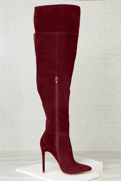 Irene Thigh High Boots Wine Lillys Kloset 