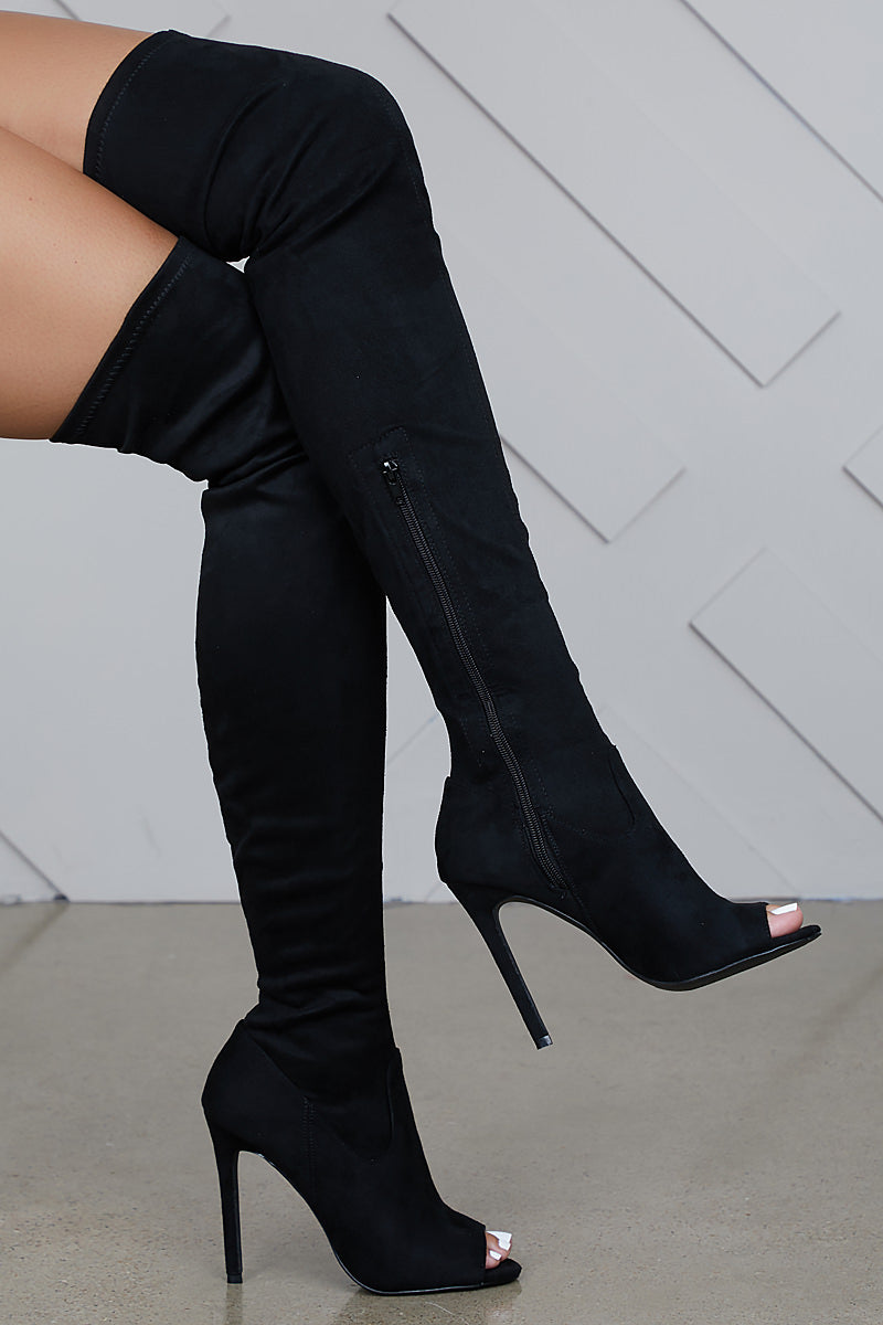 black thigh high boots