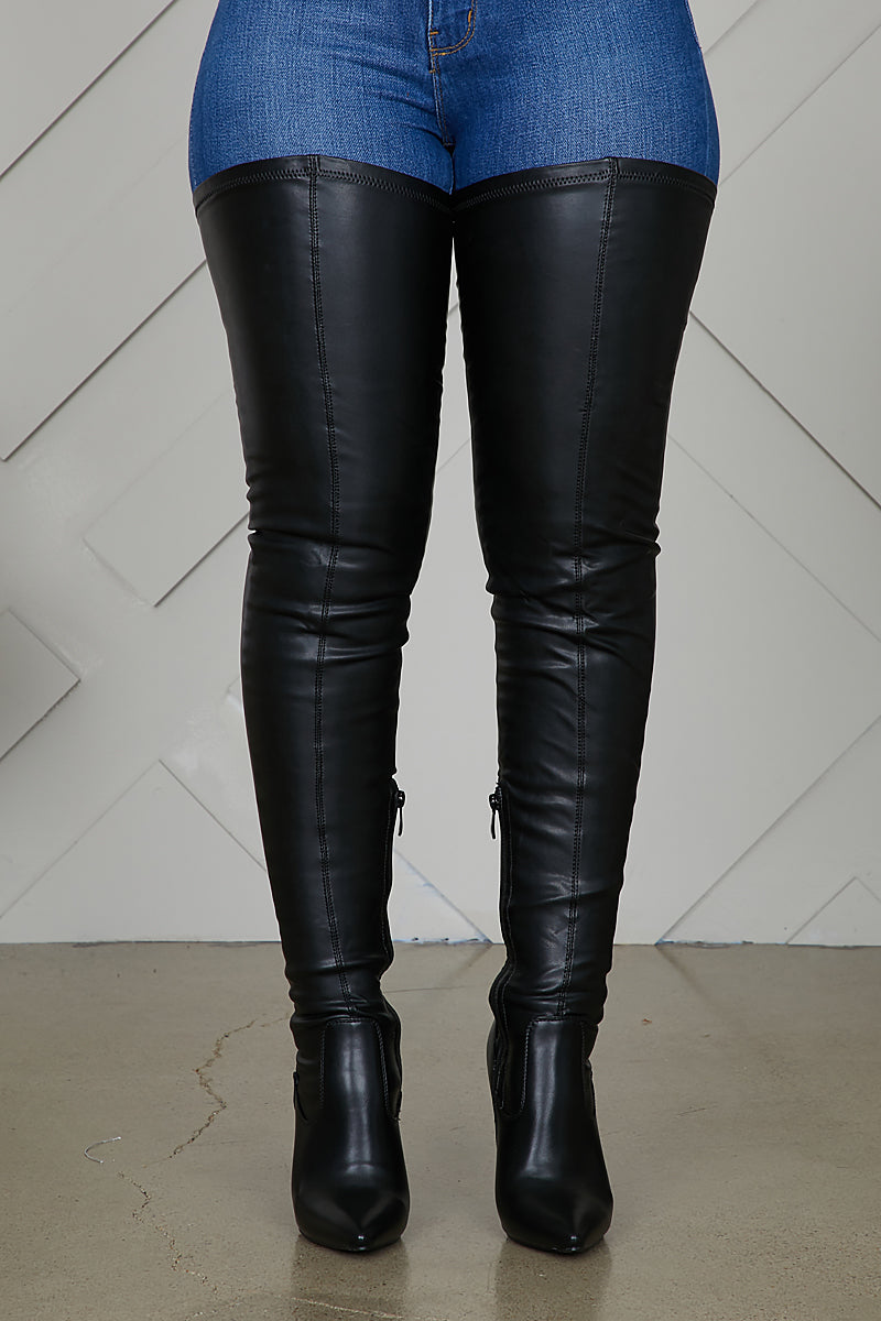 thigh high slim fit boots