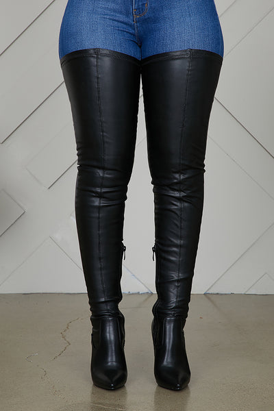 belted thigh high boots size 11