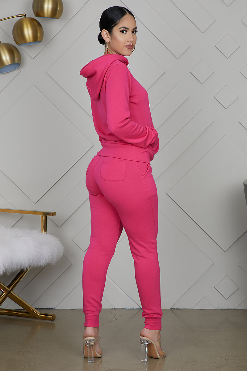 hot pink sweatsuit