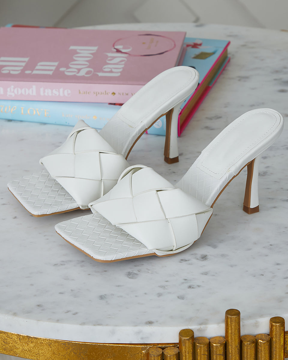 white square toe mules