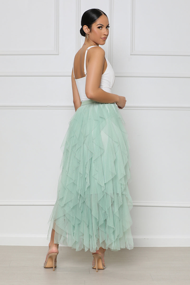 Thinking of You Tulle Midi Skirt (Sage) - Lilly's Kloset
