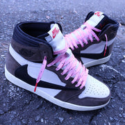 travis scott jordan 1s pink laces