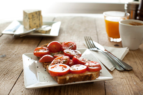 Blue Cheese and tomatoes on toast