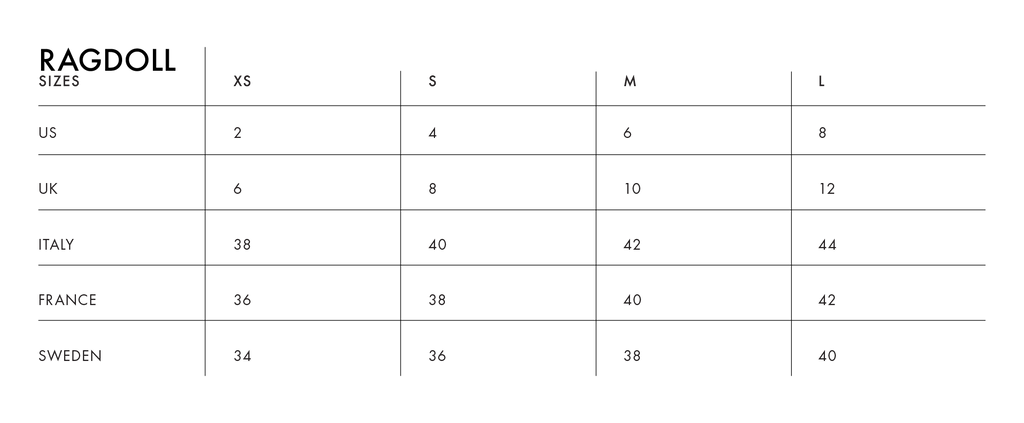 Studio Y Size Chart