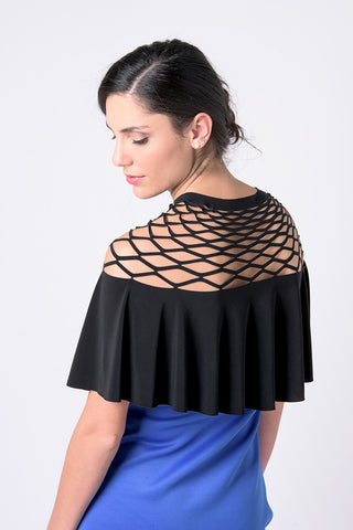 Black top with deep cuts by Liat Brendel, photo: Aya Wind