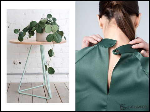 "The color of hope and of our connection to nature." Right: My dress (Liat Brendel), available here | On the left: a picture of a plant, taken from here