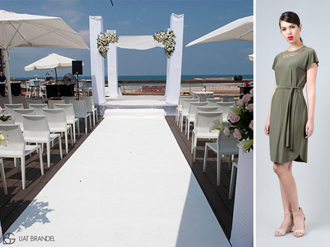 Image without description A lighter color would be suitable for a lunch event. Right: Khaki dress, available here / Left: Photo from a lunch event at Cassiopeia in Herzliya