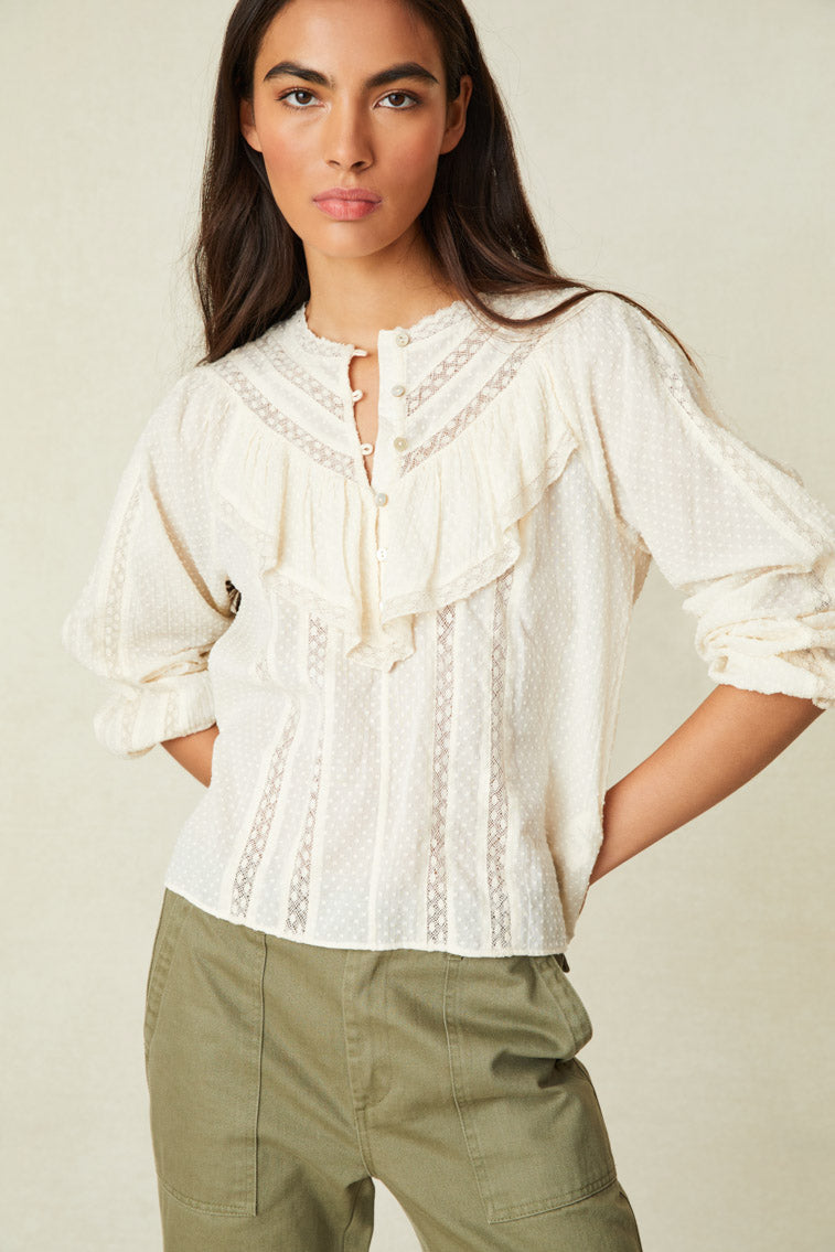 Boho Top - Cotton Embroidered Peasant Top