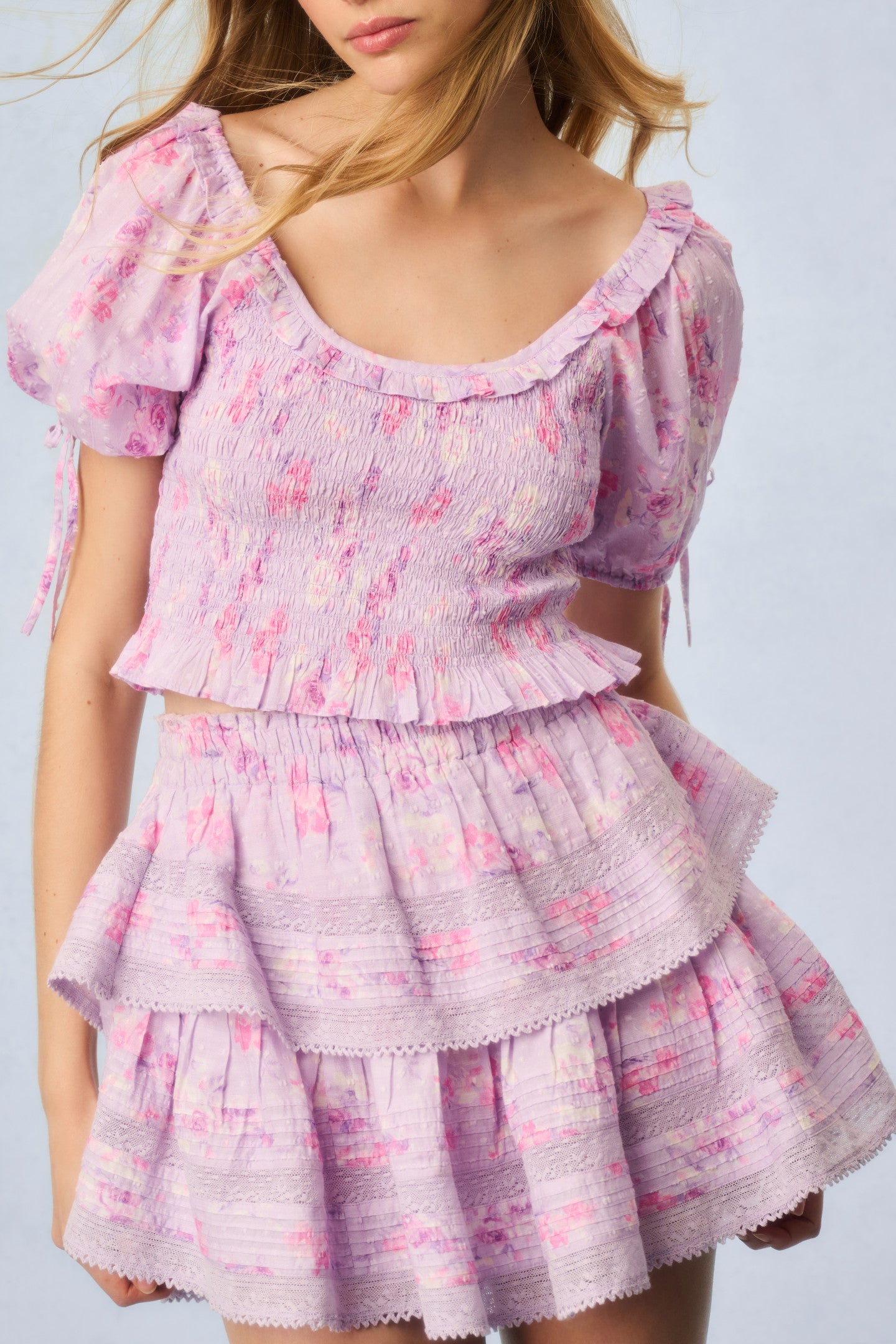 Ruffle Mini Heirloom Print Skirt