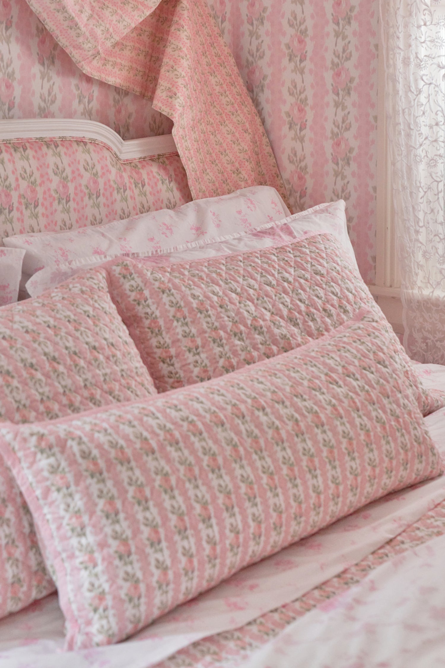 pink quilted pillow