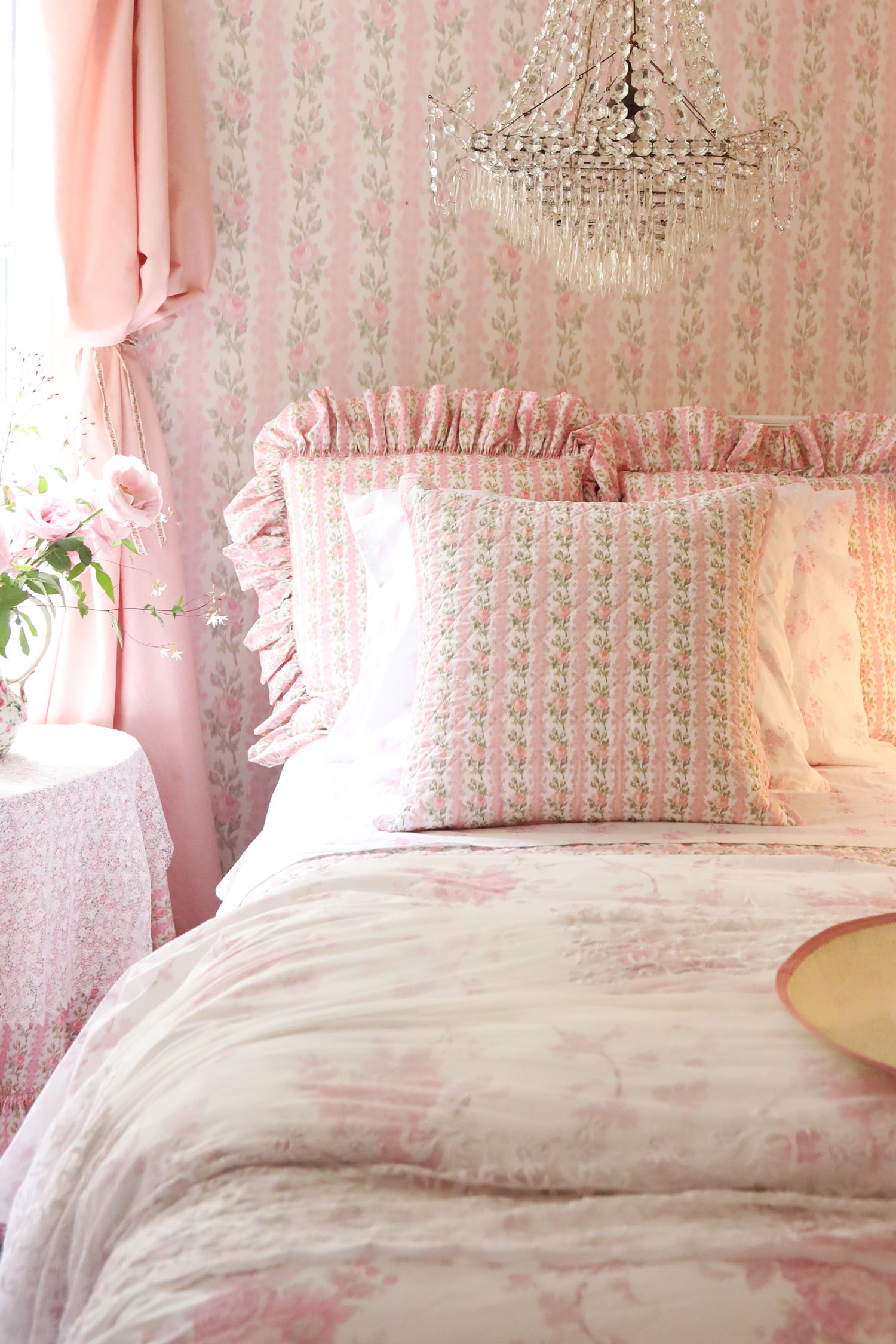 pink quilted pillow