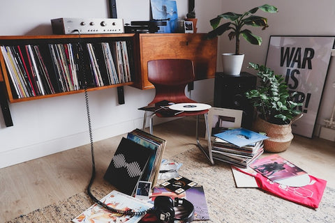vinyls in a living room
