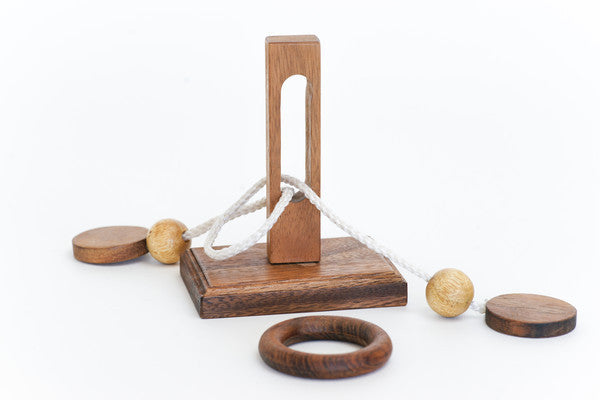 wood string and ring puzzle