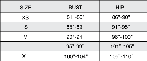 SIZE CHART IN CENTIMETRES