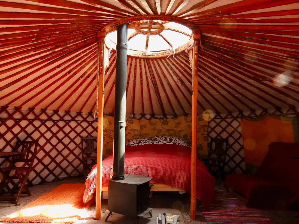 Eco retreats - Sustainable holiday accommodation - Inside the Moonlight Yurt