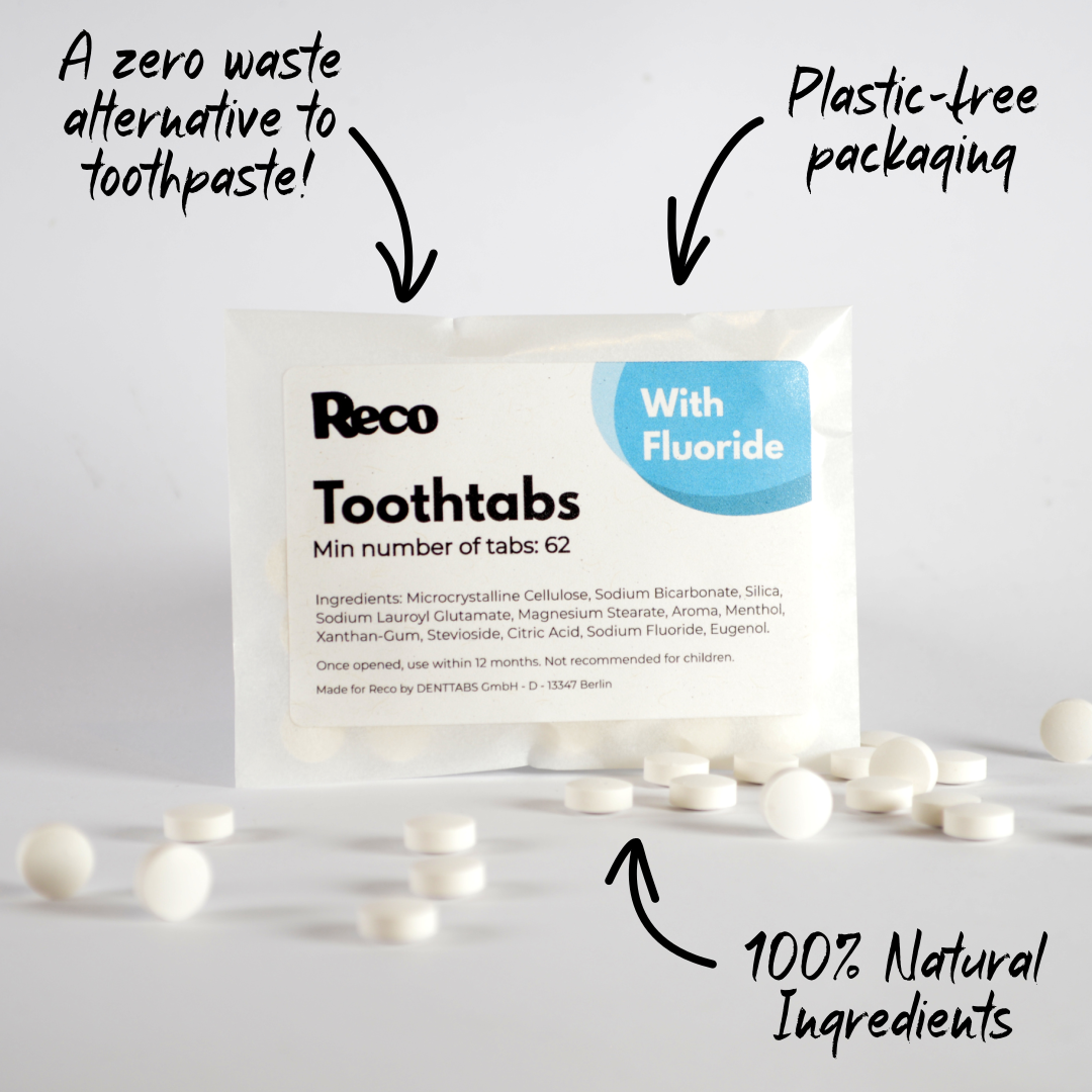 Reco toothtabs - plastic free toothpaste tablets with fluoride