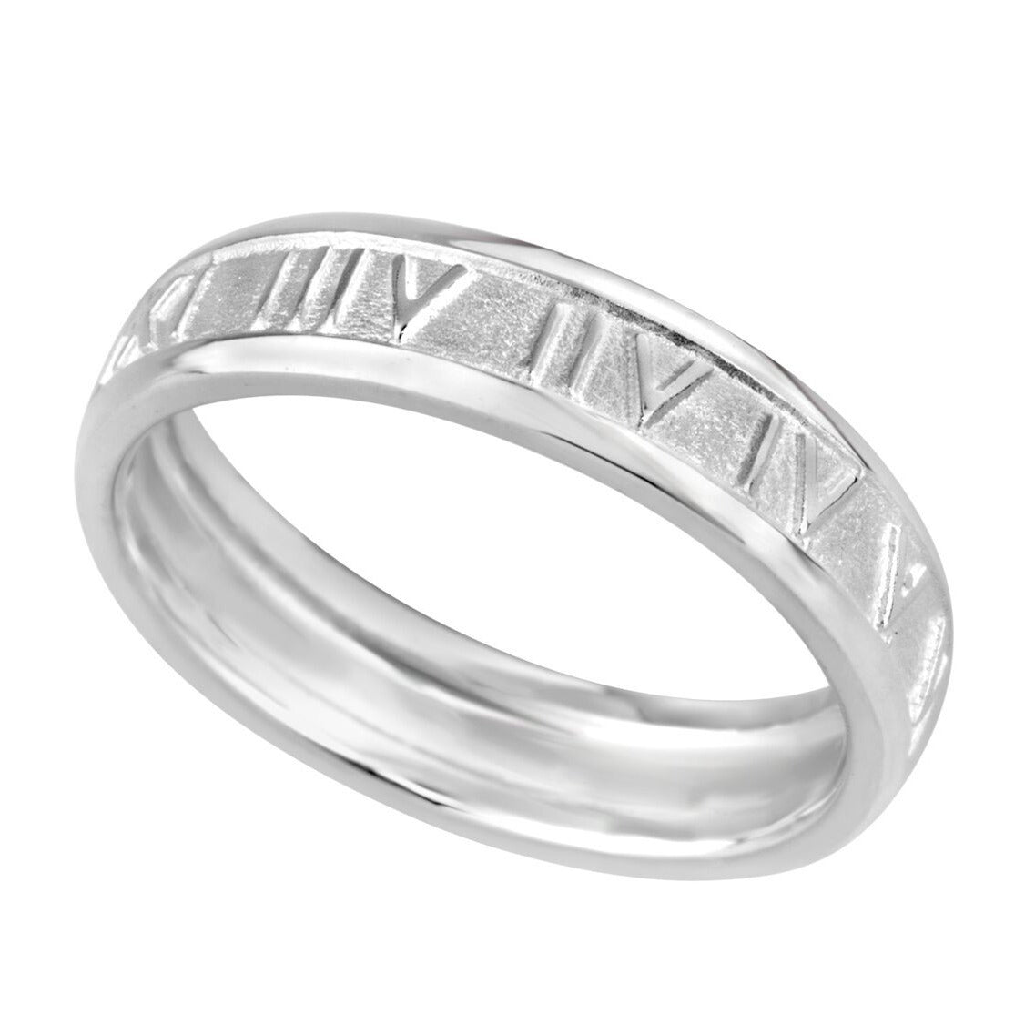 Gents Sterling Silver Roman Numeral Design Ring Q215 – H & S Jewellers