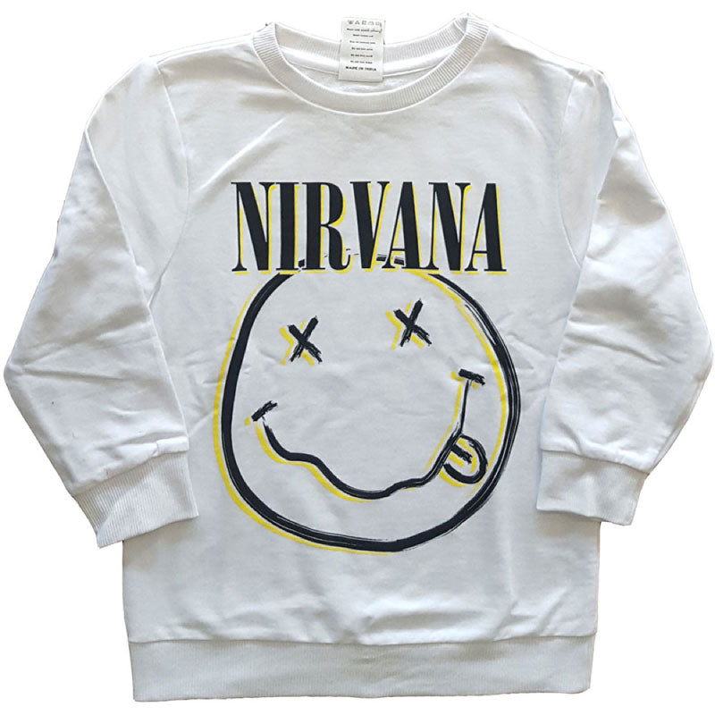 Nirvana Kids White Sweatshirt - Smiley Face – KidVicious.co.uk