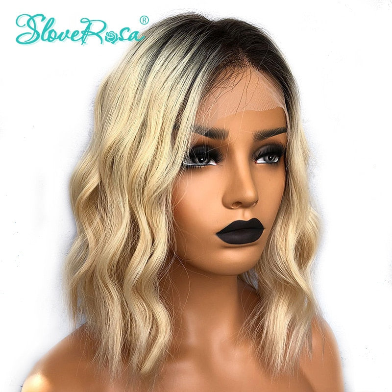 Evelyn Brazilian Short Ombre Bob Lace Front Wigs Black Root 613