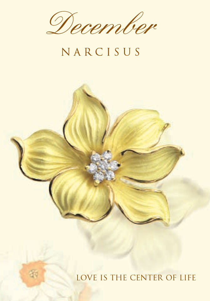 Narcissus December Birth Flower Pendant Birth Month Flower Jewelry By